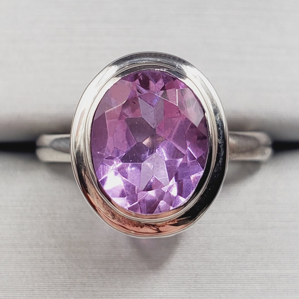 Bezel Set Oval Genuine Amethyst 925 Sterling Silver Ring Heart Ring Design Ring
